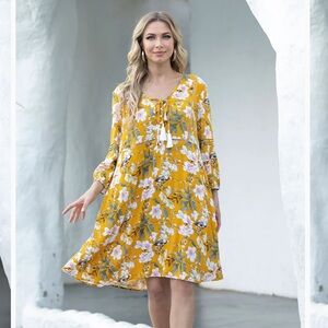 Yellow Floral Boho Dress